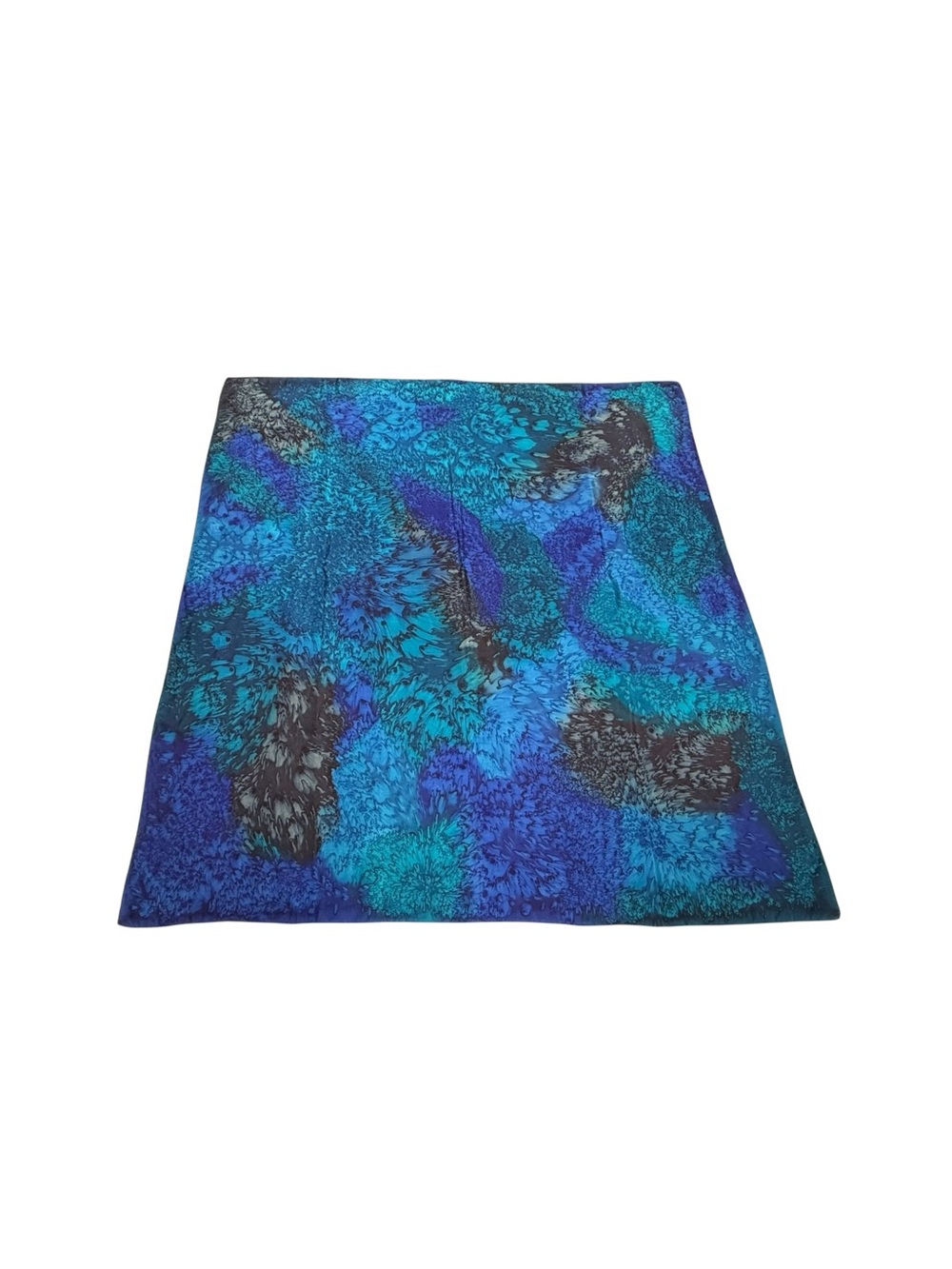 Blue Silk scarf abstract Hand Painted Silk Scarf Square | Wearable Art | 42 x 44